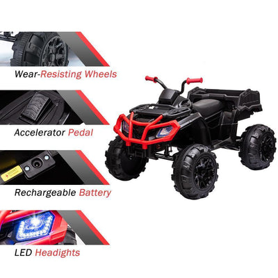 Segmart® Ride On Black Atv Kids Cars 12v Kids Toys