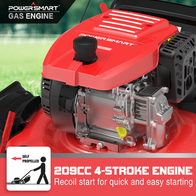 21-Inch 3-in-1 Gas Powered Self Propelled Lawn Mower, Gas Lawn Mower with Bag, 5 Adjustable Heights 1.18"-3", 209CC 4-Stroke Engine, Oil Included - Fits for Garden Backyard Lawn