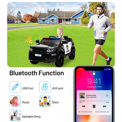 SEGMART Kids Police Ride On Car, 12V SUV Battery Operated Electric Cars w/ Parent Remote Control, Spring Suspension, S1755