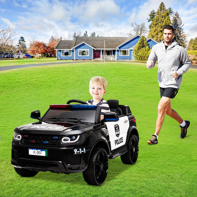 SEGMART Kids Police Ride On Car, 12V SUV Battery Operated Electric Cars w/ Parent Remote Control, Spring Suspension, S1755