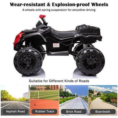 Segmart® Ride On Black Atv Kids Cars 12v Kids Toys