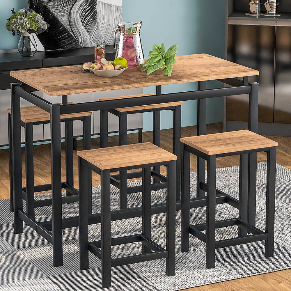 Counter Height Table Set of 5, Breakfast Bar Table and Stool Set, Mini ...