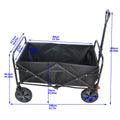 Outdoor Folding Utility Wagon, Collapsible Beach Wagon Cart with 360 Rotating Front Wheels and Drink Holders, Portable Garden Cart for Camping, Picnic, Beach, TR32
