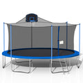 16FT Trampoline, Upgraded Outdoor Round Trampoline with Safety Enclosure, Basketball Hoop and Ladder, Outdoor Trampoline for Family School Entertainment, Heavy Duty Frame and Coiled Spring, B235