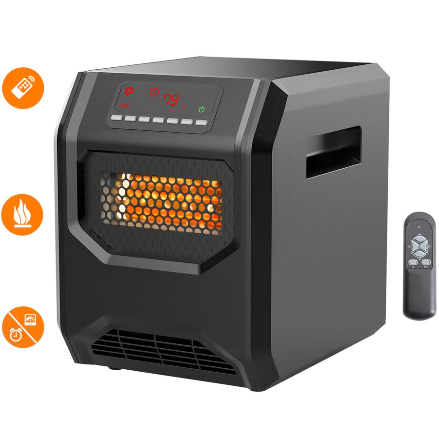 Space Heater, 1500W/750W Portable Electric Infrared Quartz Heater with Timer and Thermostat, Small Space Heater with Remote Control for Office Home, Overheat and Tip-over Protection, 3 Heat Settings