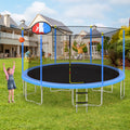 Outdoor 15' Round Trampoline, 2022 Upgraded Enclosed Fitness Trampoline with Safety Enclosure Net and Jumping Mat, Safety Spring Cover Padding & 6 Heavy Steel Legs for Indoor Park, S1555