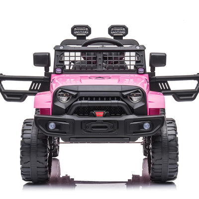 Battery Cars for Kids, 12 Volt Ride on Toys with Remote, Powered Ride on Cars for Girls Ages 3-5, Pink Electric Vehicle Ride on Truck, with LED Lights, Stickers, Seatbelt, Foot Pedal, FM, L5338