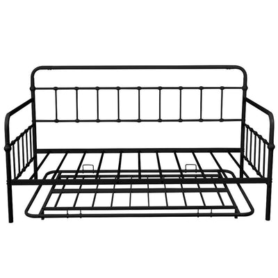 Segmart Twin Metal Trundle Bed Frame, with Metal Slat Support, Daybed for Adults Kids Teens, Bed Frame No Box Spring Needed, Black, H521