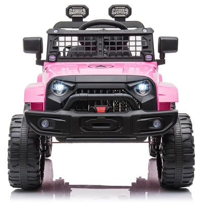Battery Cars for Kids, 12 Volt Ride on Toys with Remote, Powered Ride on Cars for Girls Ages 3-5, Pink Electric Vehicle Ride on Truck, with LED Lights, Stickers, Seatbelt, Foot Pedal, FM, L5338