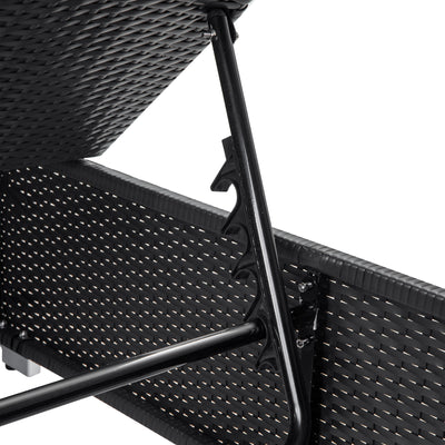 Chaise Lounges for Beach, 3Pcs Patio Furniture Set with Coffee Table, Outdoor Chaise Lounge Chairs with Adjustable Back, All-Weather Rattan Reclining Lounge Chair for Backyard, Garden, Pool, L4549