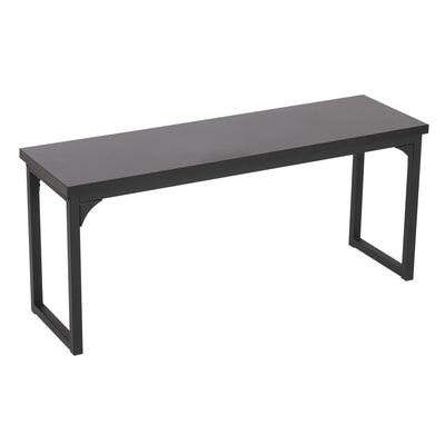 Black Modern 3-Pieces Dining Room Table with Two Benches, 3 Pieces Farmhouse Kitchen Table Set with Metal Frame and MDF Board, Small Dining Table Furniture Set for Home, Cafeteria, LL328