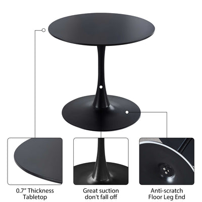 31.5" Round Tulip Table in Black, Mid-Century Modern Dining Table with Round Top and Pedestal Base, Conference Pedestal Desk, Leisure Coffee Table, Seat for 2-4, Max Loading 220lbs, K2038