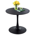 31.5" Round Tulip Table in Black, Mid-Century Modern Dining Table with Round Top and Pedestal Base, Conference Pedestal Desk, Leisure Coffee Table, Seat for 2-4, Max Loading 220lbs, K2038