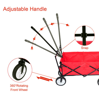 Folding Wagon Cart with Canopy, Heavy Duty Collapsible Utility Wagon with All-Terrain Wheels and Cup Holder, 150lbs Capacity Beach Wagon Cart for Garden Shopping Trip Camping, B119