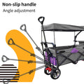 Folding Grocery Cart with Removable Canopy, Heavy Duty Utility Wagon Cart with All-Terrain Wheels and Side Storage Bags, Portable Beach Wagon Cart for Shopping, Camping, Picnic, TR51
