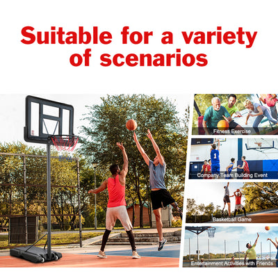 SEGMART Basketball Hoop, 4.9-10ft Adjustable Adults Teens Kids In-Ground Basketball Hoop with Wheels, Portable Basketball Net for Playing in Gym, Playground, Basketball Court, Backyard