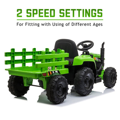 Power Tries Kids Ride on Car Toy, SEGMART 12V Ride-On Agricultural Vehicle with Trailer, Boys & Girls Kid Tractor with Charger, 2 Speeds, Music, Birthday Gift for 1-5 Boys & Girls, Red, SS026