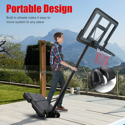 SEGMART Basketball Hoop, 4.9-10ft Adjustable Adults Teens Kids In-Ground Basketball Hoop with Wheels, Portable Basketball Net for Playing in Gym, Playground, Basketball Court, Backyard