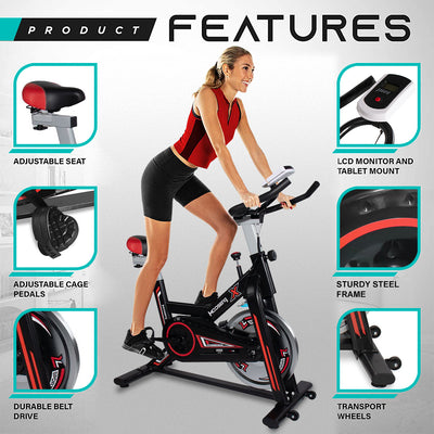 SEGMART Indoor Cycling Bikes, Exercise Bikes Stationary w/ LED Display Monitors, Cup Holder, Belt Drive, Q07