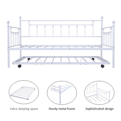Segmart Twin Size Daybed with Trundle, Light Grey, L