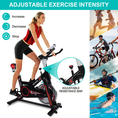 SEGMART Indoor Cycling Bikes, Exercise Bikes Stationary w/ LED Display Monitors, Cup Holder, Belt Drive, Q07