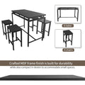 Counter Height Table Set of 5, Breakfast Bar Table and Stool Set, Minimalist Dining Table with Backless Stools, Wood Top Pub Table & Chair Set for Kitchen Apartment Bistro - Space Saving