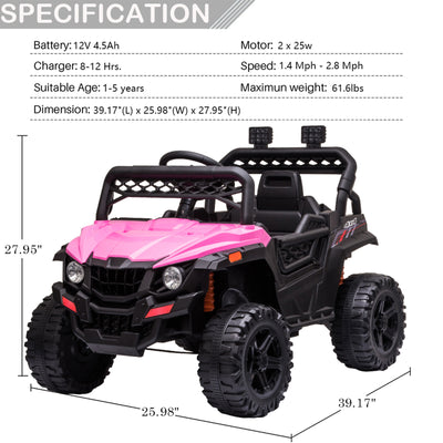 Kids Electric Ride on Car, Newest 12V Battery Powered Ride-on Toys w/ Parental Remote Control, LED Lights, 2 Openable Doors, Spring Suspension, MP3 Player, Electric Car for Kids for 3-5 Year