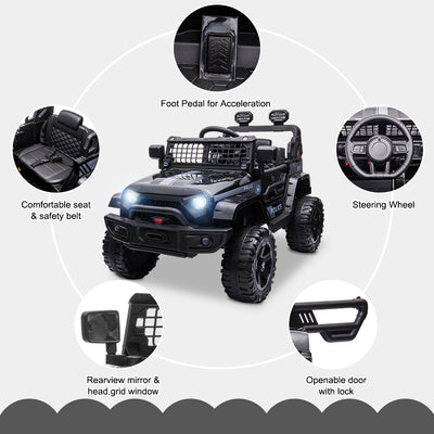 SEGMART Kids Electric Ride on Car, Newest 12V Battery Powered Ride-on Toys w/ Parent Remote Control, LED Lights, 2 Openable Doors, Spring Suspension, MP3 Player, Electric Car for Kids for 3-5 Year