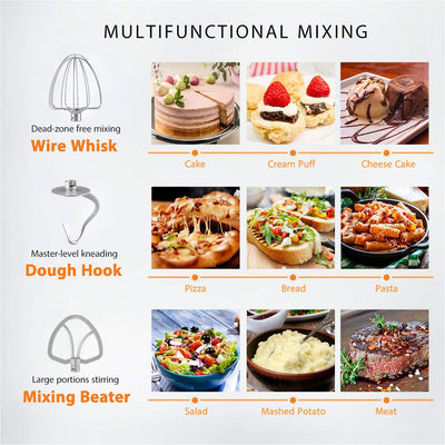 SEGMART 3 in 1 Stand Mixer, 7.4QT 6-Speed Tilt-Head Electric Mixer with Dishwasher Safe Dough Hook, Flat Beater, Wire Whip & Spatula for Most Home Cooks, Multifunction Standing Mixer - 660W, K136