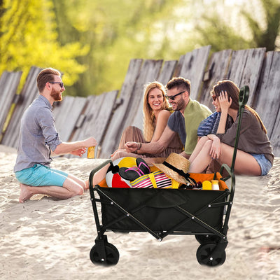 Collapsible Wagon Cart with Wheels, Heavy Duty Utility Cart with All-Terrain Wheels, Portable Garden Cart for Garden, Beach, Lawn