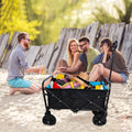 Folding Grocery Cart with wheels, Heavy Duty Utility Wagon Cart with All-Terrain Wheels, Portable Beach Wagon Cart for Shopping, Camping, Picnic