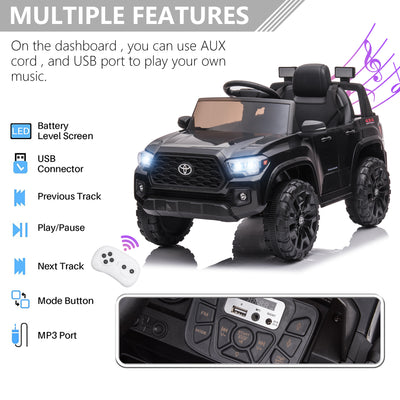 Licensed Toyota Tacoma Kids Ride on Toys, 12V Battery Powered Electric Car for Boys Girls w/ Remote Control, LED Lights, MP3 Player