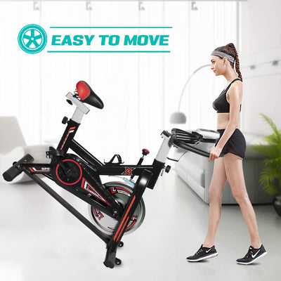 SEGMART Indoor Cycling Bikes, Exercise Bikes Stationary w/ LED Display Monitors, Cup Holder, Belt Drive, Q07
