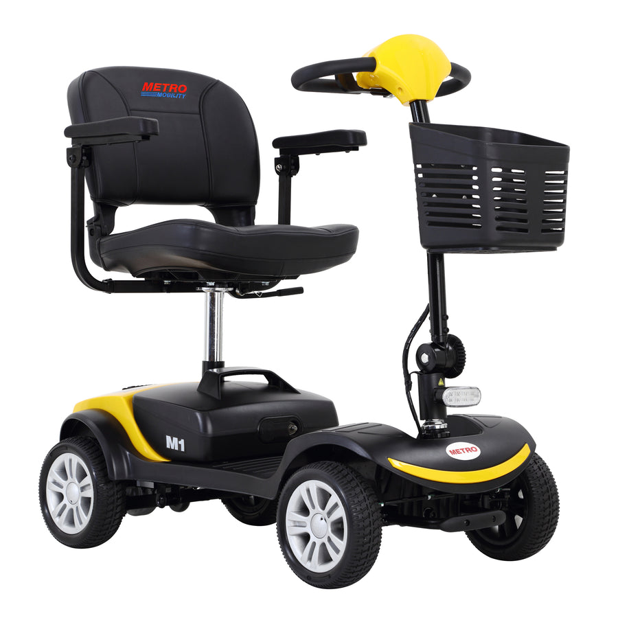 Compact Mobility Scooters for Senior, SEGMART Heavy Duty Electric Scooters with 300W Motor, Motorized Scooter with Detachable Basket, Outdoor Scooter With Anti-Tip wheel, Yellow, SS140