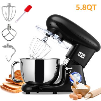 SEGMART 3 in 1 Stand Mixer, 7.4QT 6-Speed Tilt-Head Electric Mixer with Dishwasher Safe Dough Hook, Flat Beater, Wire Whip & Spatula for Most Home Cooks, Multifunction Standing Mixer - 660W, K142