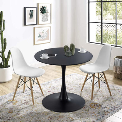 31.5" Round Tulip Table in Black, Mid-Century Modern Dining Table with Round Top and Pedestal Base, Conference Pedestal Desk, Leisure Coffee Table, Seat for 2-4, Max Loading 220lbs, K2038