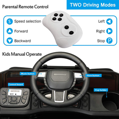12V Kids Electric Ride On Car with Remote Control, LED Lights, Trailer, Shovel, Q01