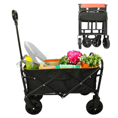 Collapsible Wagon Cart with Wheels, Heavy Duty Utility Cart with All-Terrain Wheels, Portable Garden Cart for Garden, Beach, Lawn
