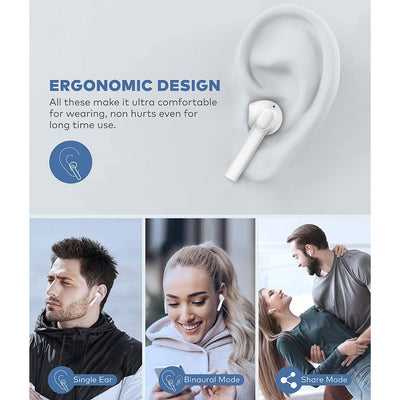 SEGMART Bluetooth 5.1 True Wireless Earbuds with 500mAh Charging Case, 25H Playtime, IPX7 Waterproof, Q04