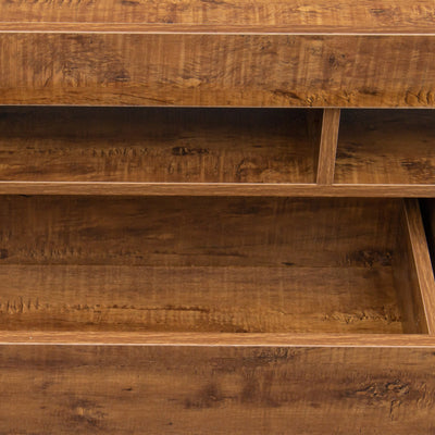 Television Stands for TVs up to 55'', Modern Gloss Entertainment Center with LED Lights, Media Console Table Storage Desk with Drawer and Open Shelves for Up to 55 Inch TV, Walnut, S9816