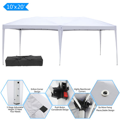 10 x 20 ft Pop up Canopy, Outdoor Gazebo Portable Shade Instant Tent, Adjustable Sunshade Tent with Carrying Bag for Party Wedding Activity BBQ Beach Car Shelter, B261