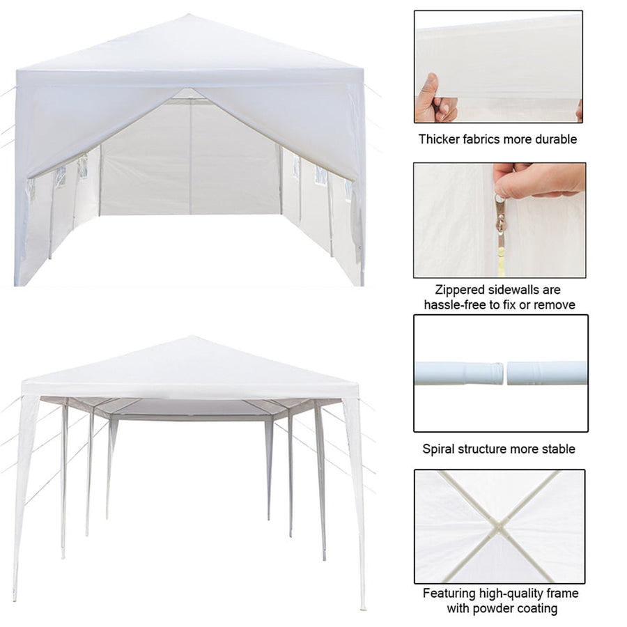 Canopy Party Tent for Outside, 10' x 30' Patio Gazebo Tent with 8 SideWalls, SEGMART Upgraded White Outdoor Party Wedding Tent, White Backyard Tent for Catering Garden Beach Camping, L223