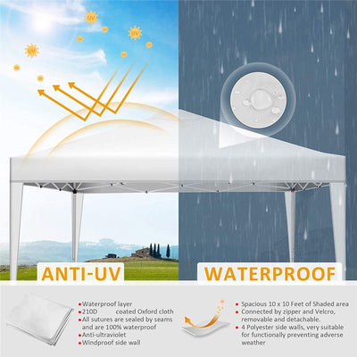 Segmart 10' x 10' White Outdoor Canopy with 4 Sidewalls, L