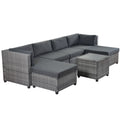SEGMART Patio Furniture Sets, 7-Piece Wicker Patio Conversation Furniture Set with 6 Seats, Coffee Table, Outdoor Sectional Sofa for Backyard Porch Lawn Pool, Gray