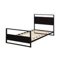Twin Size Metal and Wood Platform Bed, Metal Bed Frame with Headboard, Platform Bed Frame w/Footboard, Full Bed Foundation w/9 Bed Slats, Noise-Free, No Box Spring Needed, Easy assembly, 300lbs, S0007