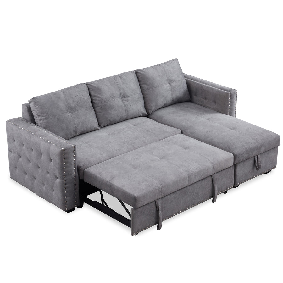 Segmart Sectional Sofa Grey Fabric Segmart
