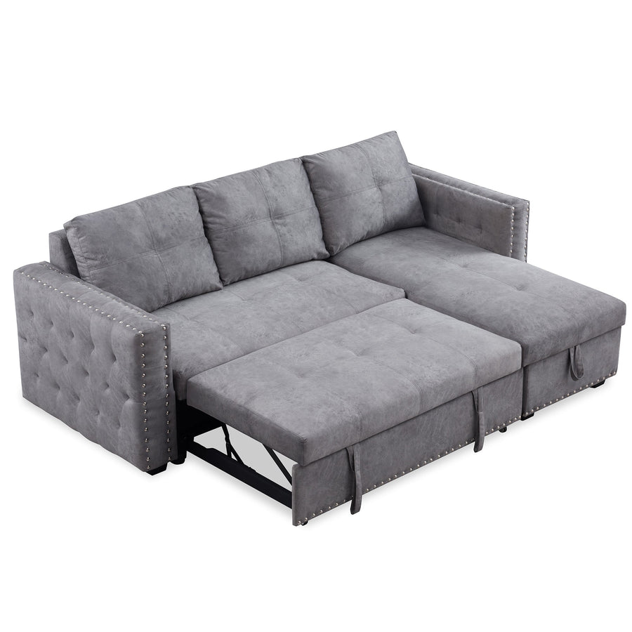 Segmart Sectional Sofa Grey Fabric