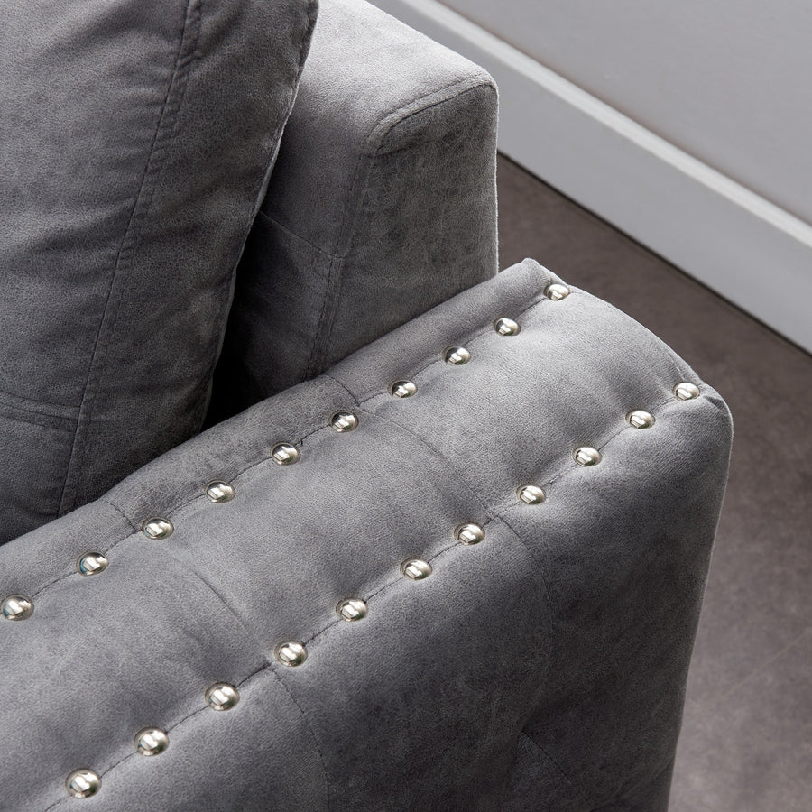 Segmart® Sectional Sofa Grey Fabric
