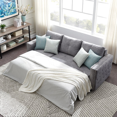 Segmart Sectional Sofa, Grey Fabric
