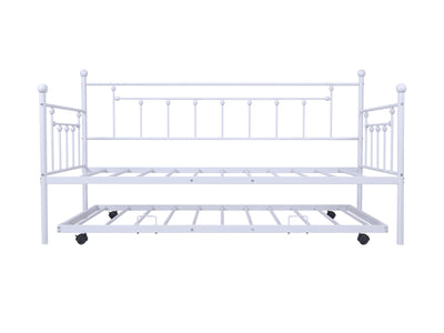 Twin Daybed with Trundle Included, SEGMART Twin Trundle Bed Frame with Metal Slat Support, Trundle Beds for Kids Teens, Daybed for Bedroom Guest Living Room, Bed Frame No Box Spring Needed, Light Grey, L